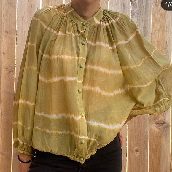Alice+Olivia balloon sleeve blouse tie dye size M - Picture 1 of 7